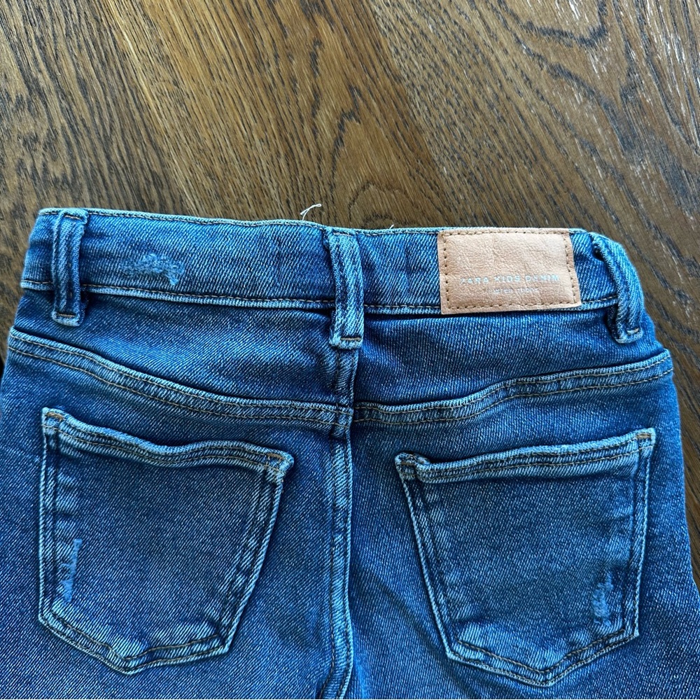 Zara Girls Distressed Denim Jeans Navy Blue | Size 9 - Picture 6 of 8